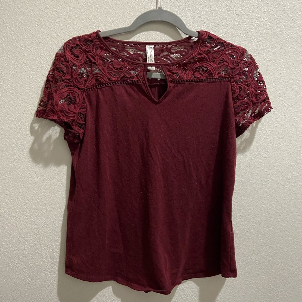 Maroon Lace Top